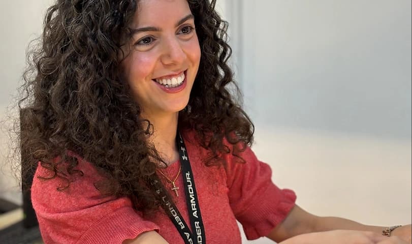 Customer service representative smiling